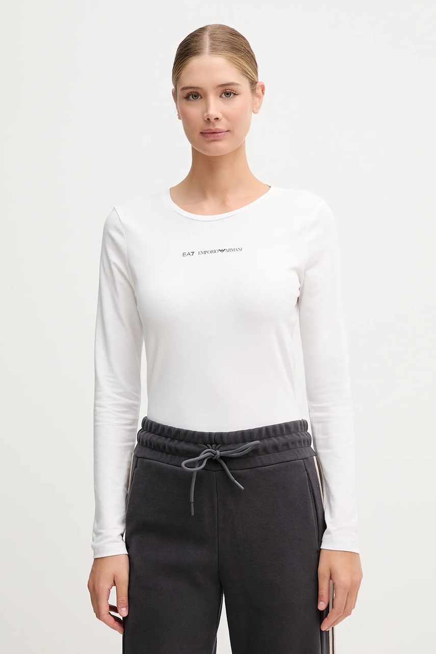 Levně Tričko s dlouhým rukávem EA7 Emporio Armani bílá barva, AF12115.7W000531