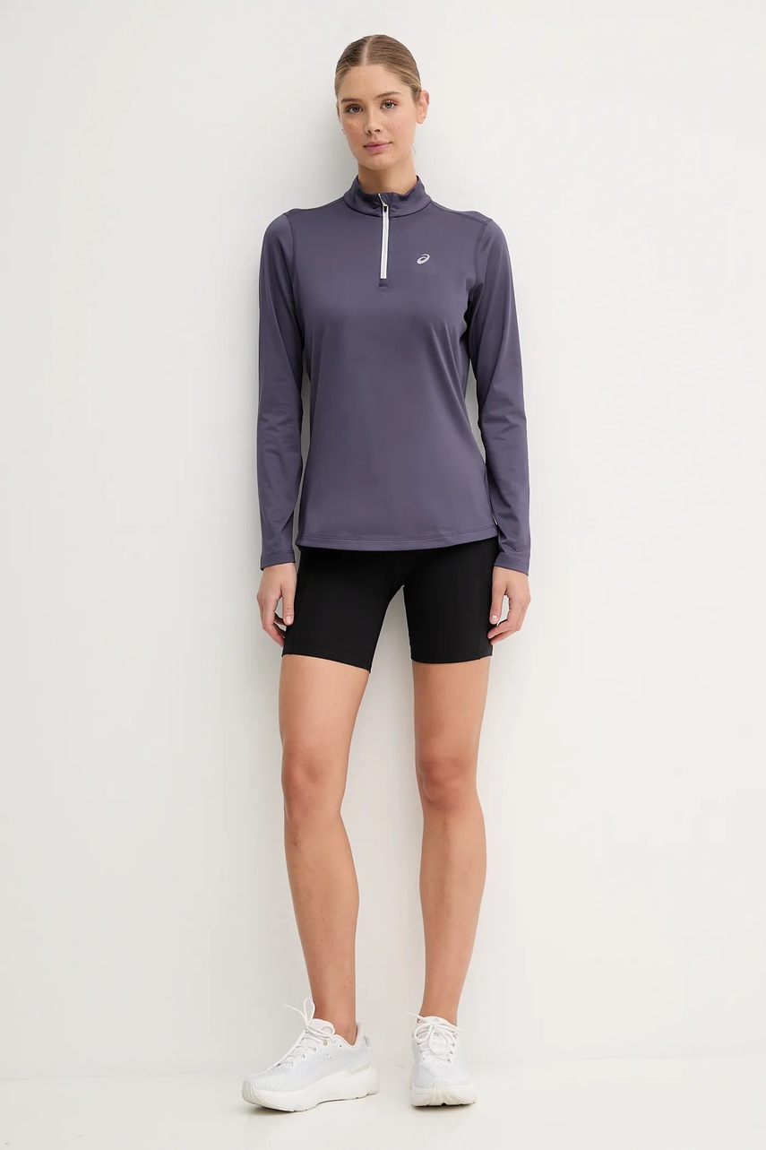 Спортивный лонгслив Asics цвет фиолетовый с полугольфом 2012D294