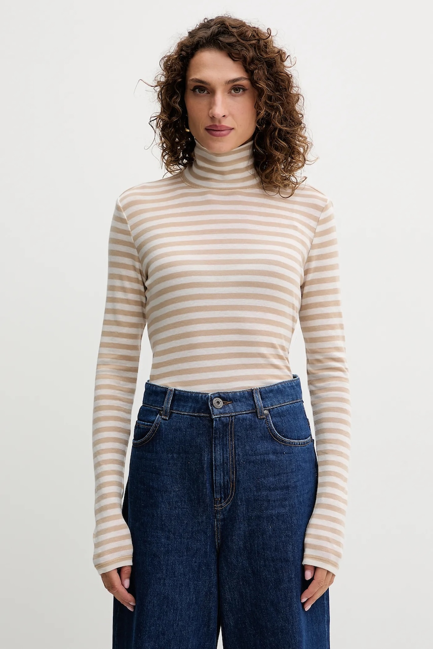 MM mânecă lungă cu lână BLASY culoarea bej, cu guler, 2526946028600