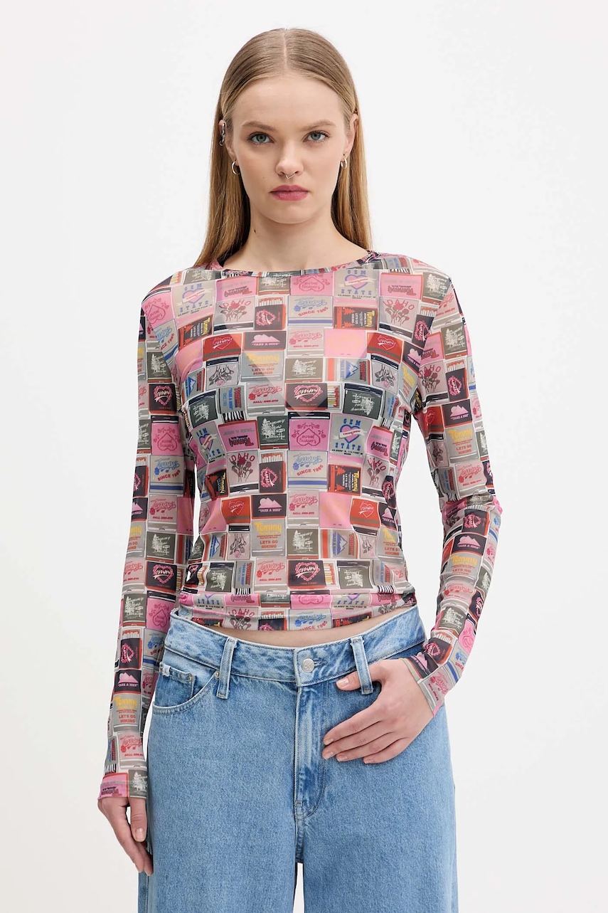 Tommy Jeans longsleeve culoarea roz, DW0DW21558