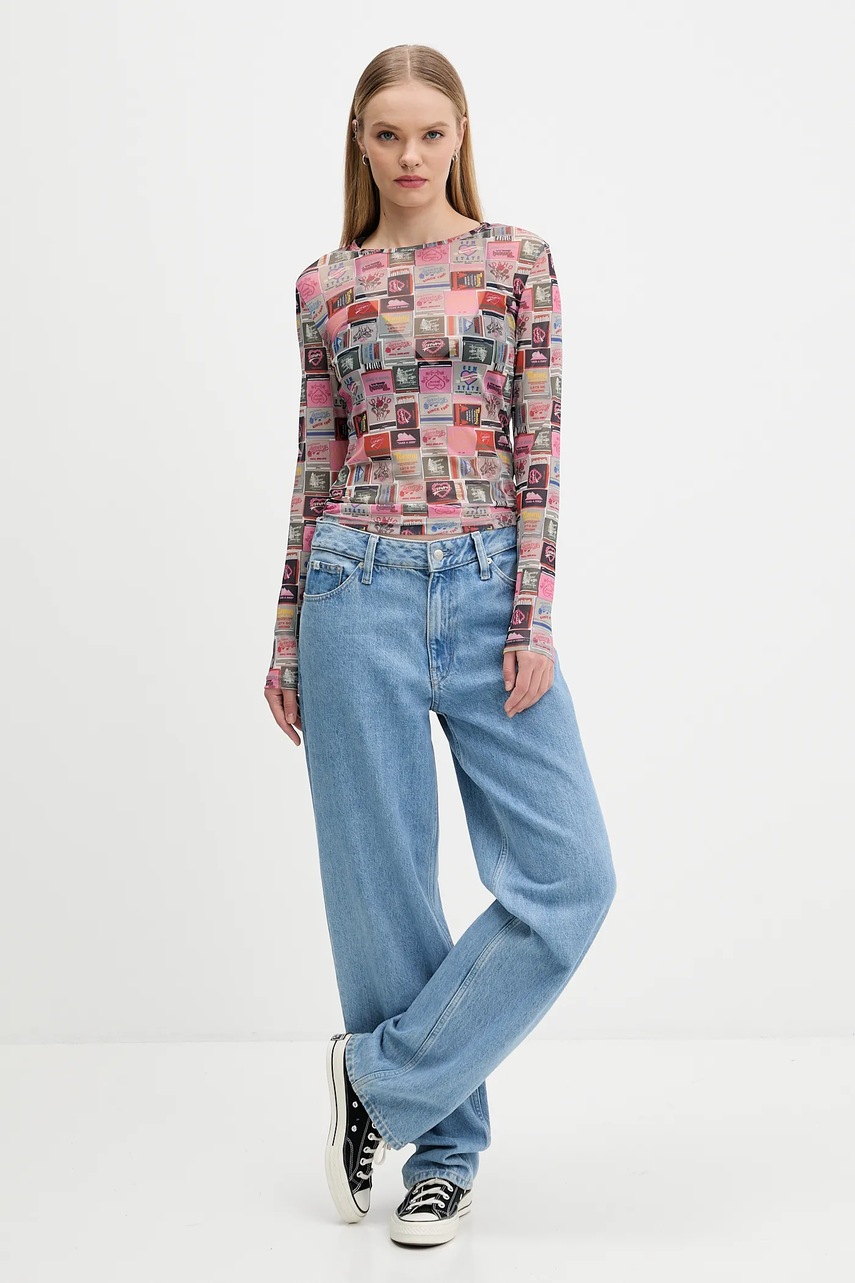 Лонгслив Tommy Jeans цвет розовый DW0DW21558