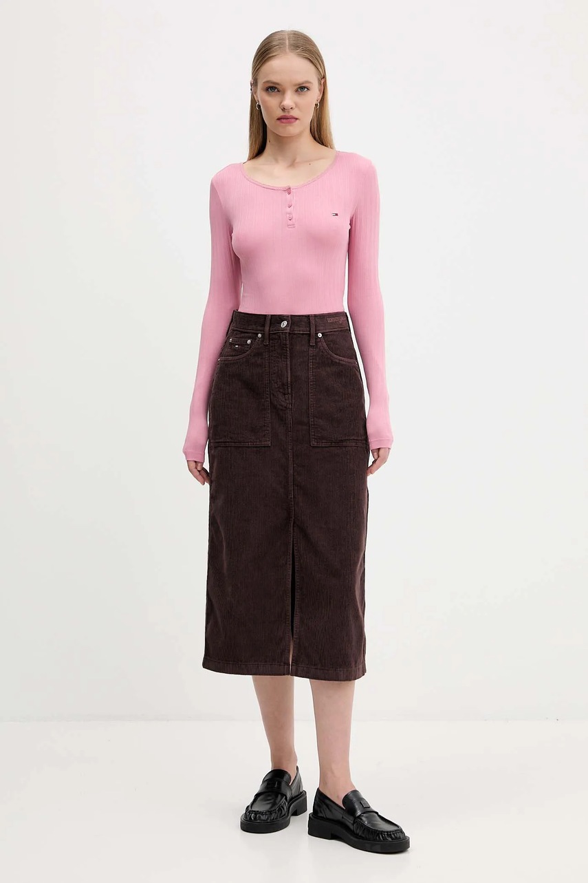 Лонгслив Tommy Jeans цвет розовый DW0DW21575