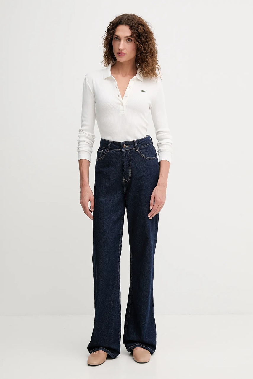 Хлопковый лонгслив Lacoste цвет бежевый DF5281