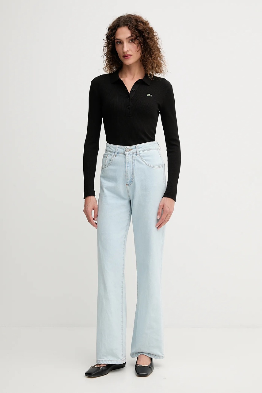 Хлопковый лонгслив Lacoste цвет чёрный DF5281