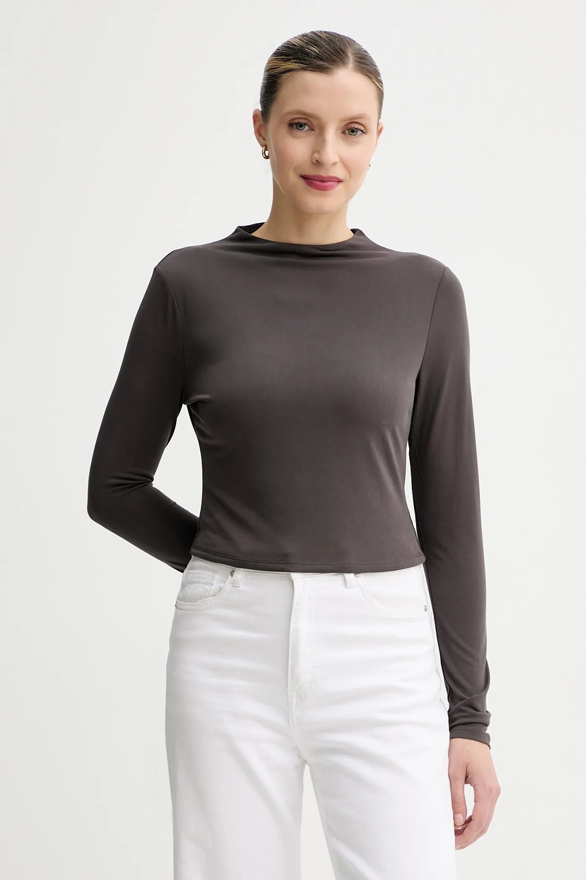Levně Tričko s dlouhým rukávem Guess ELYANA šedá barva, W5BP28 KCSZ2