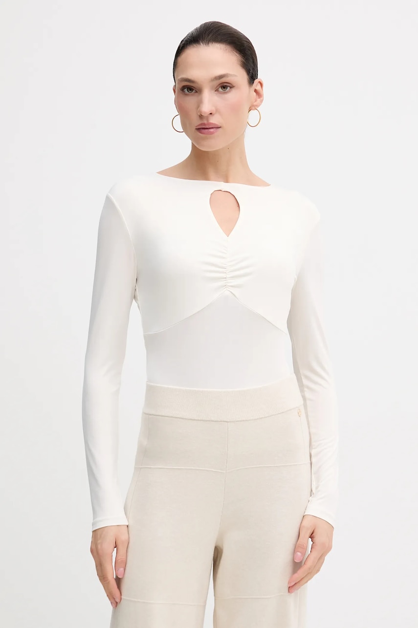 Sisley longsleeve culoarea bej, 35B8L107V