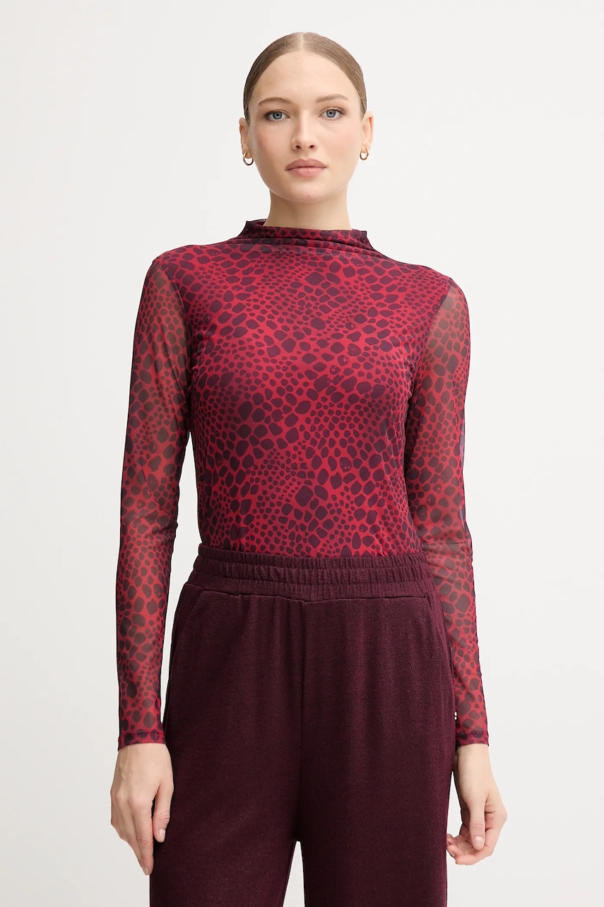 Marc Aurel longsleeve culoarea roșu, cu turtleneck, 7696-7001-73891