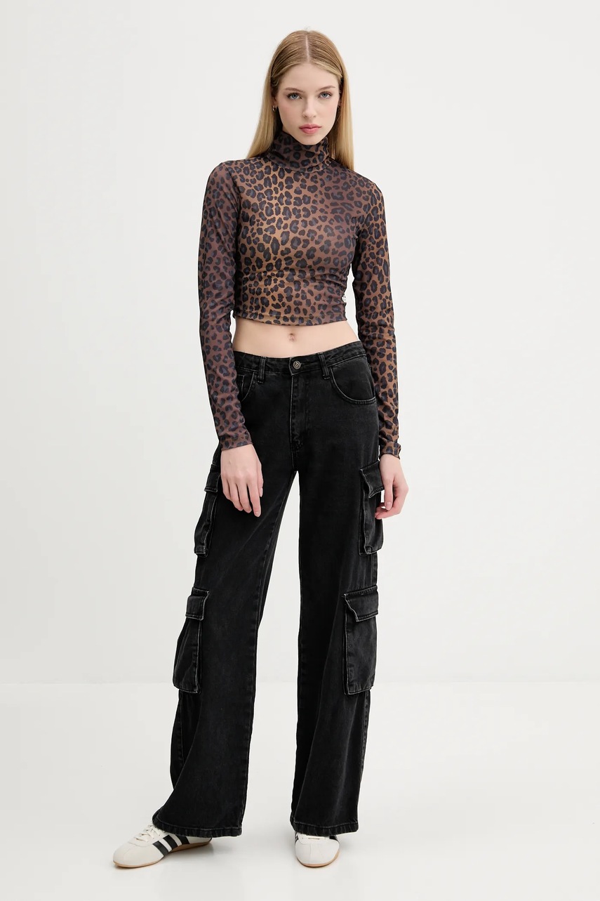 Лонгслив adidas Originals Long Sleeve Tee цвет коричневый с гольфом JW2772