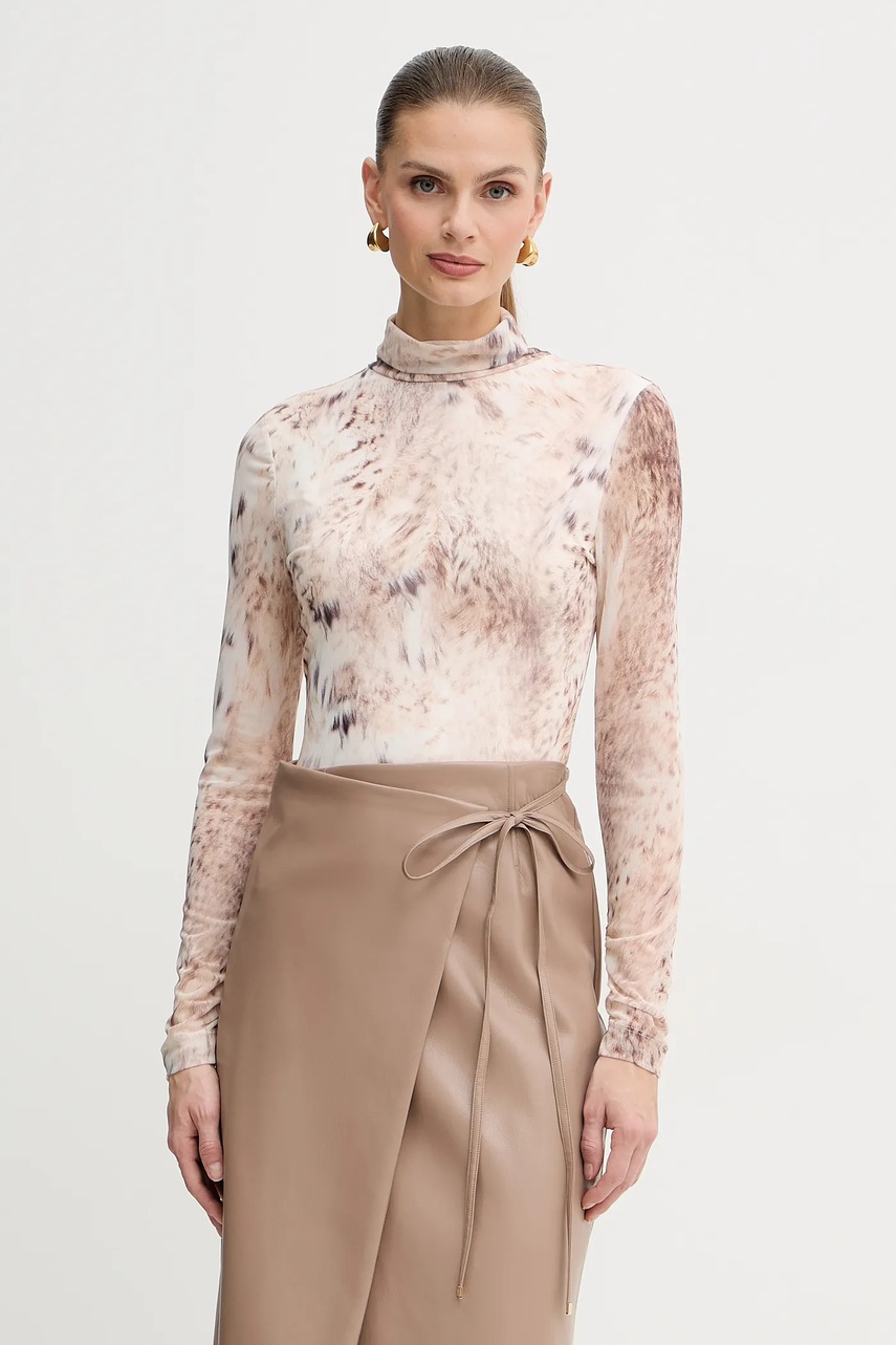 Levně Tričko s dlouhým rukávem Marciano by Guess HOLLY béžová barva, s golfem, 5BGP09 6350A