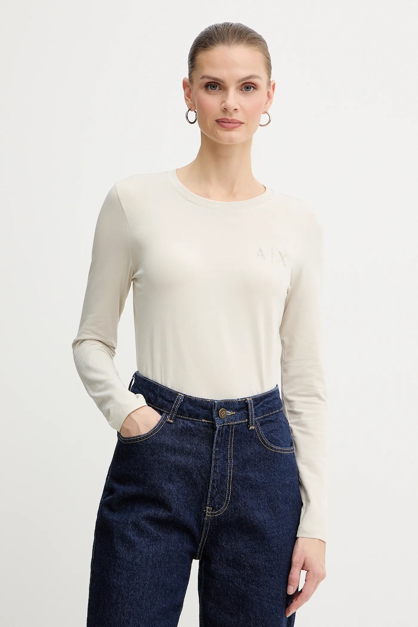 Armani Exchange longsleeve culoarea bej, XW001353 AF17173