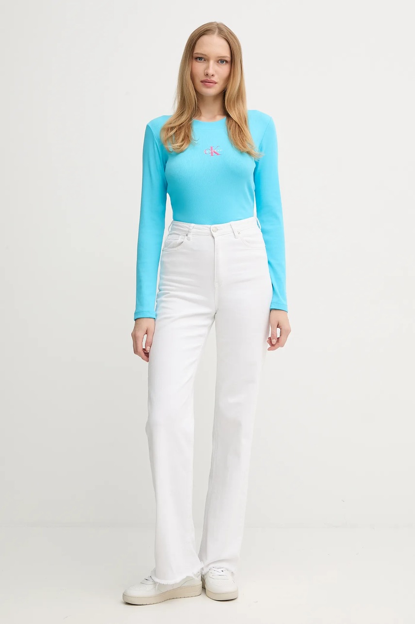 Лонгслив Calvin Klein Jeans цвет бирюзовый LV047A803G