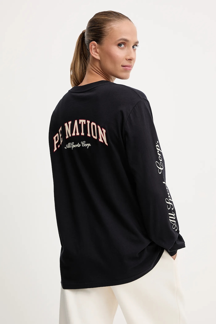 P.E Nation longsleeve din bumbac Surge culoarea bleumarin, 253L110