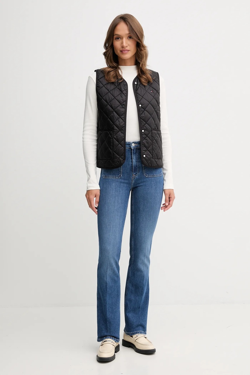 Хлопковый лонгслив Tommy Hilfiger цвет бежевый с полугольфом WW0WW47307 Хлопковый лонгслив Tommy Hilfiger цвет бежевый с полугольфом WW0WW47307