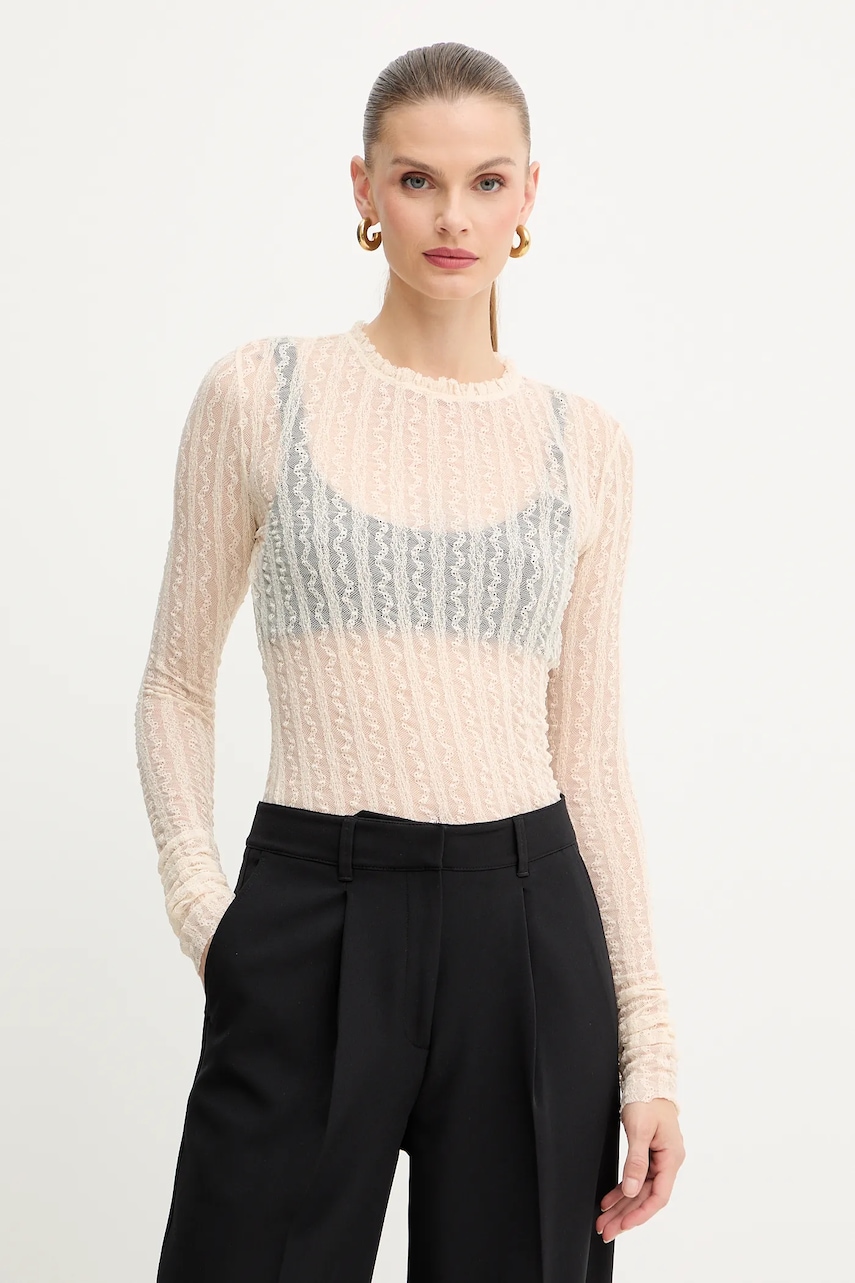 MAX&Co. bluză culoarea bej, uni, 2526946013200