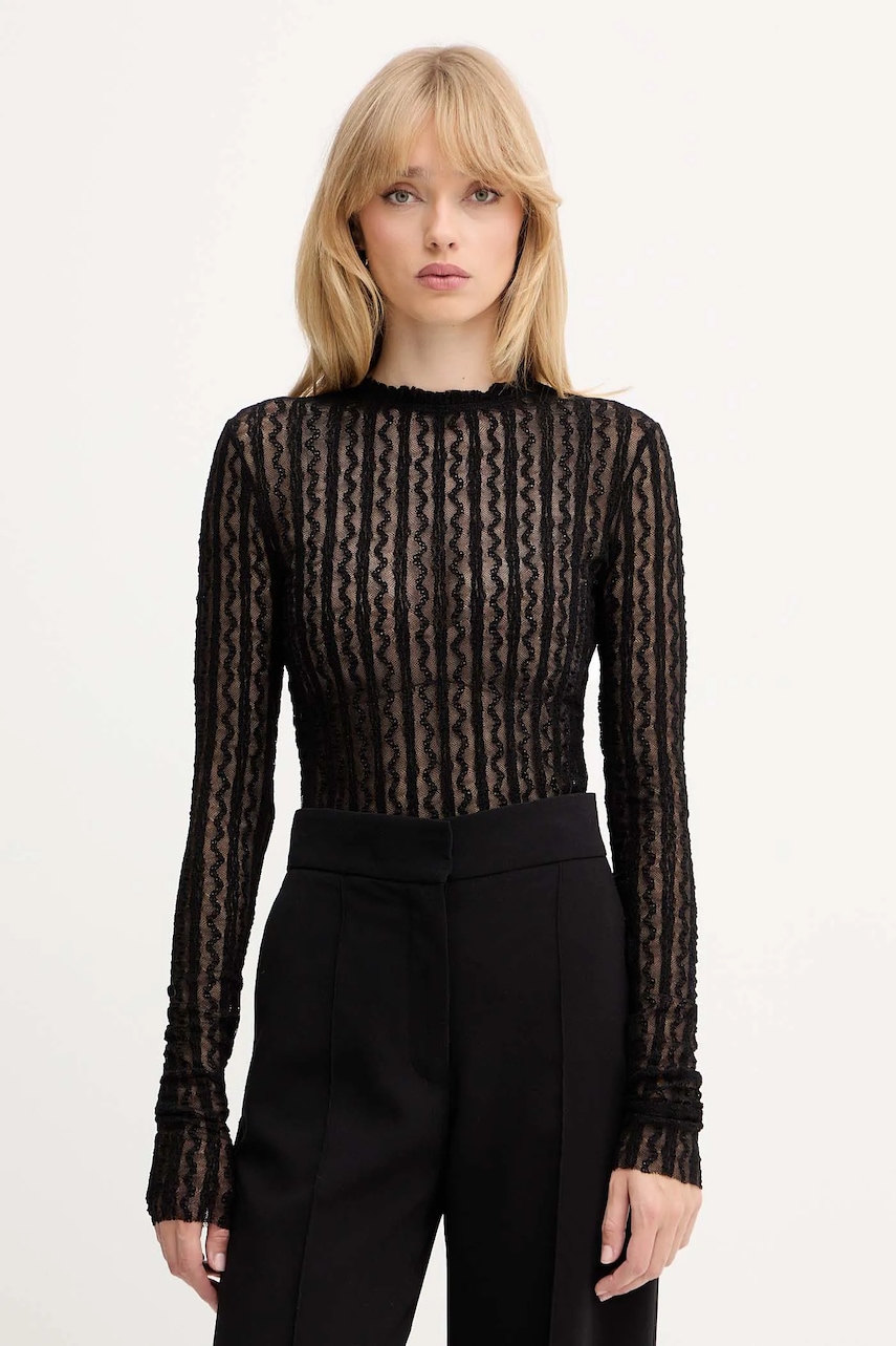 MAX&Co. bluză culoarea negru, uni, 2526946013200