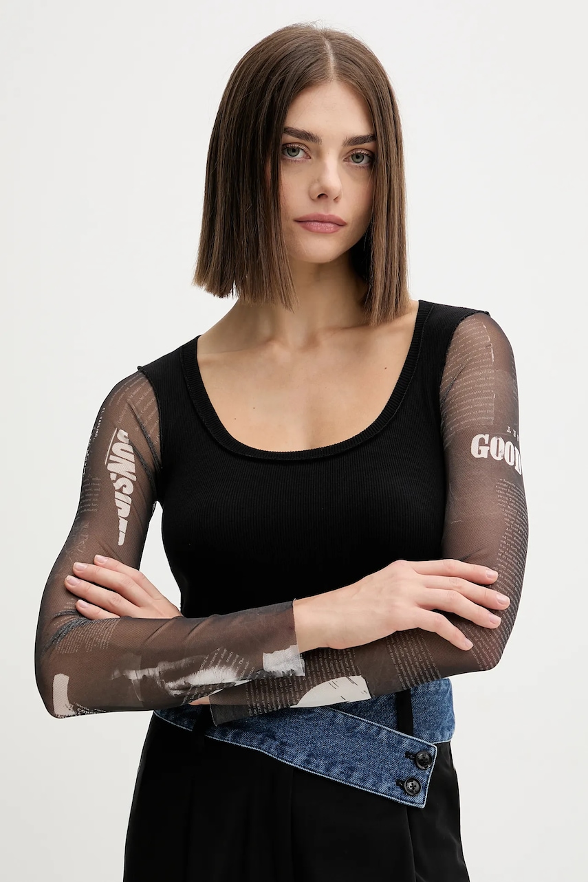 Desigual longsleeve LISBOA culoarea negru, 25WWTK30