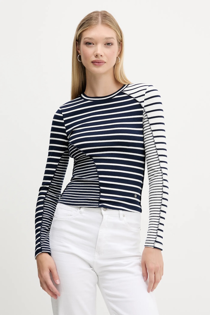 Desigual longsleeve PARIS culoarea bleumarin, 25WWTK48