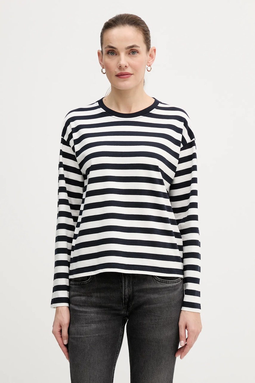 Barbour longsleeve din bumbac culoarea bleumarin, LML0872