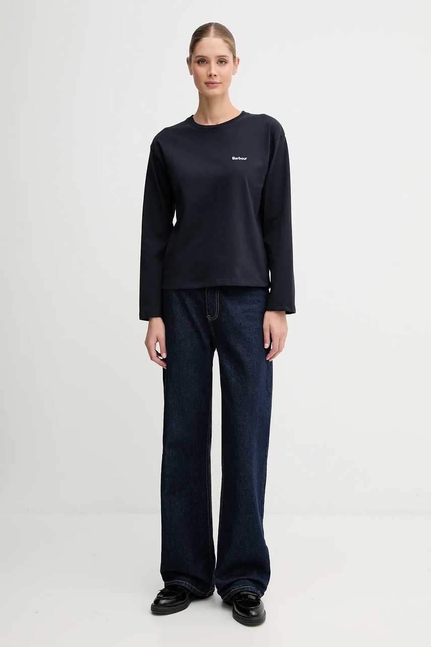 Хлопковый лонгслив Barbour LAVENSDALE цвет синий LML0899