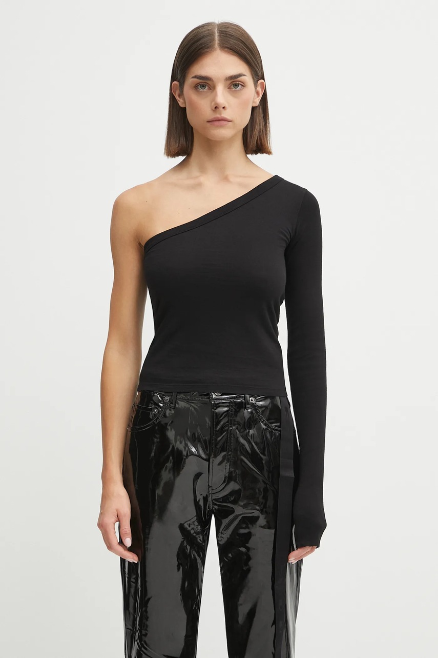 Bavlněné tričko s dlouhým rukávem Rick Owens DRKSHDW Ziggy T černá barva, DS02E7216.RN