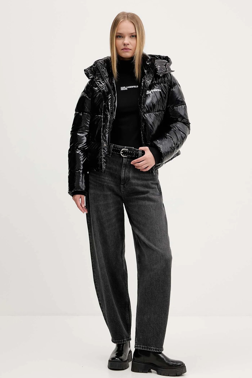 Лонгслив Karl Lagerfeld Jeans цвет чёрный с гольфом A4W17015