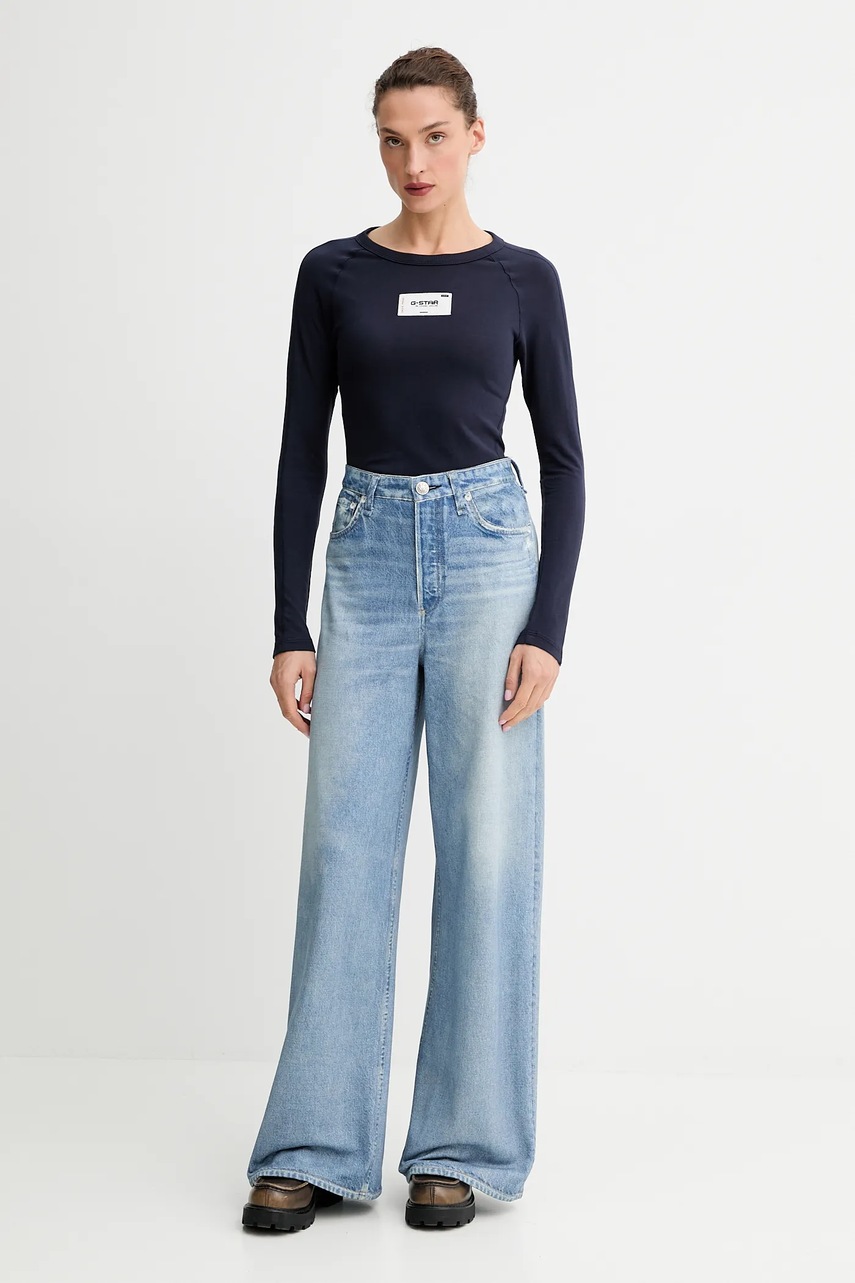 Хлопковый лонгслив G-Star цвет синий D27740.D961