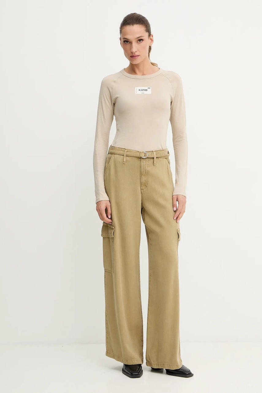 Хлопковый лонгслив G-Star цвет бежевый D27740.D961