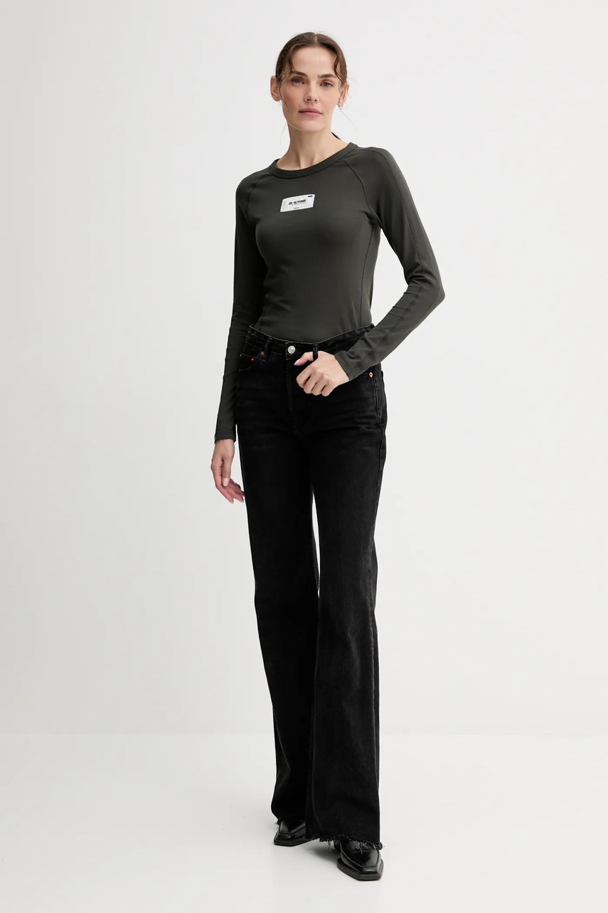 Хлопковый лонгслив G-Star цвет зелёный D27740.D961