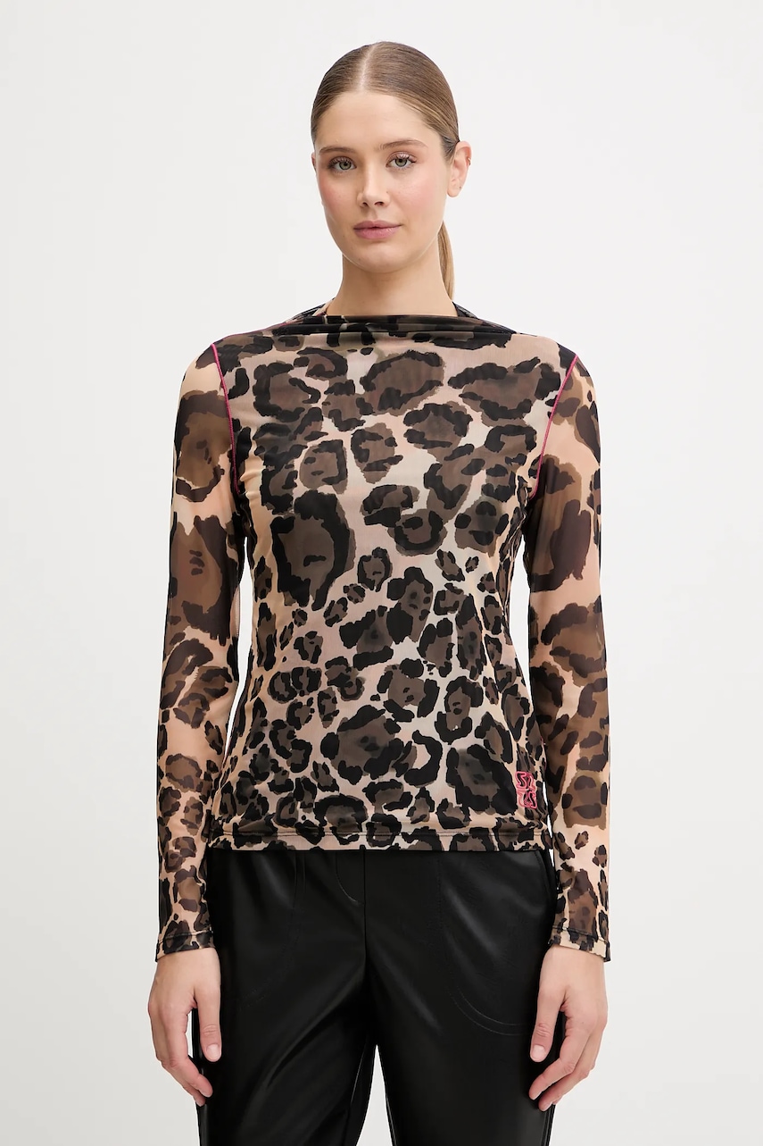 Sportalm longsleeve Tamarin culoarea maro, cu turtleneck, 250246