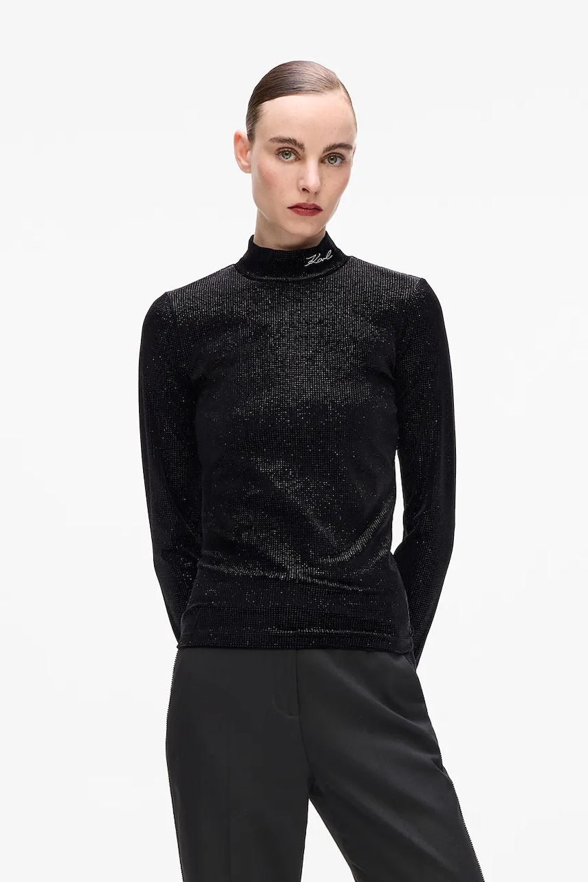 Karl Lagerfeld longsleeve culoarea negru, cu turtleneck, A4W17047