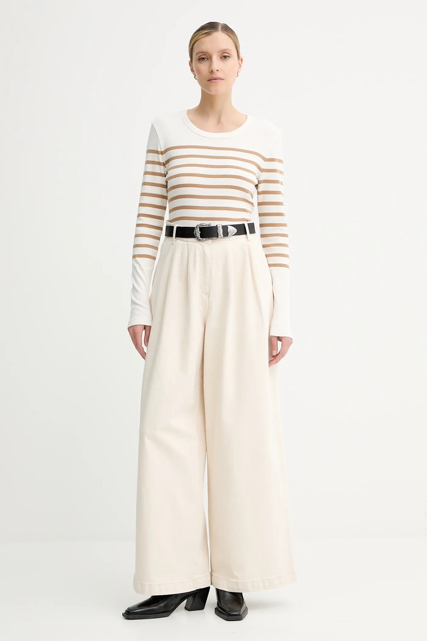 Хлопковый лонгслив Marc OPolo цвет бежевый 508207452151