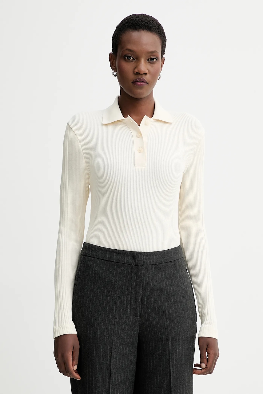 Marc O'Polo longsleeve din bumbac culoarea bej, 509205655001