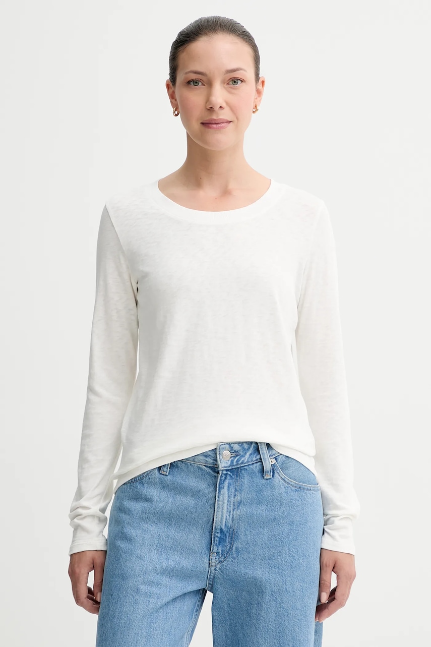 Marc O\'Polo longsleeve din bumbac culoarea bej, 5000007048