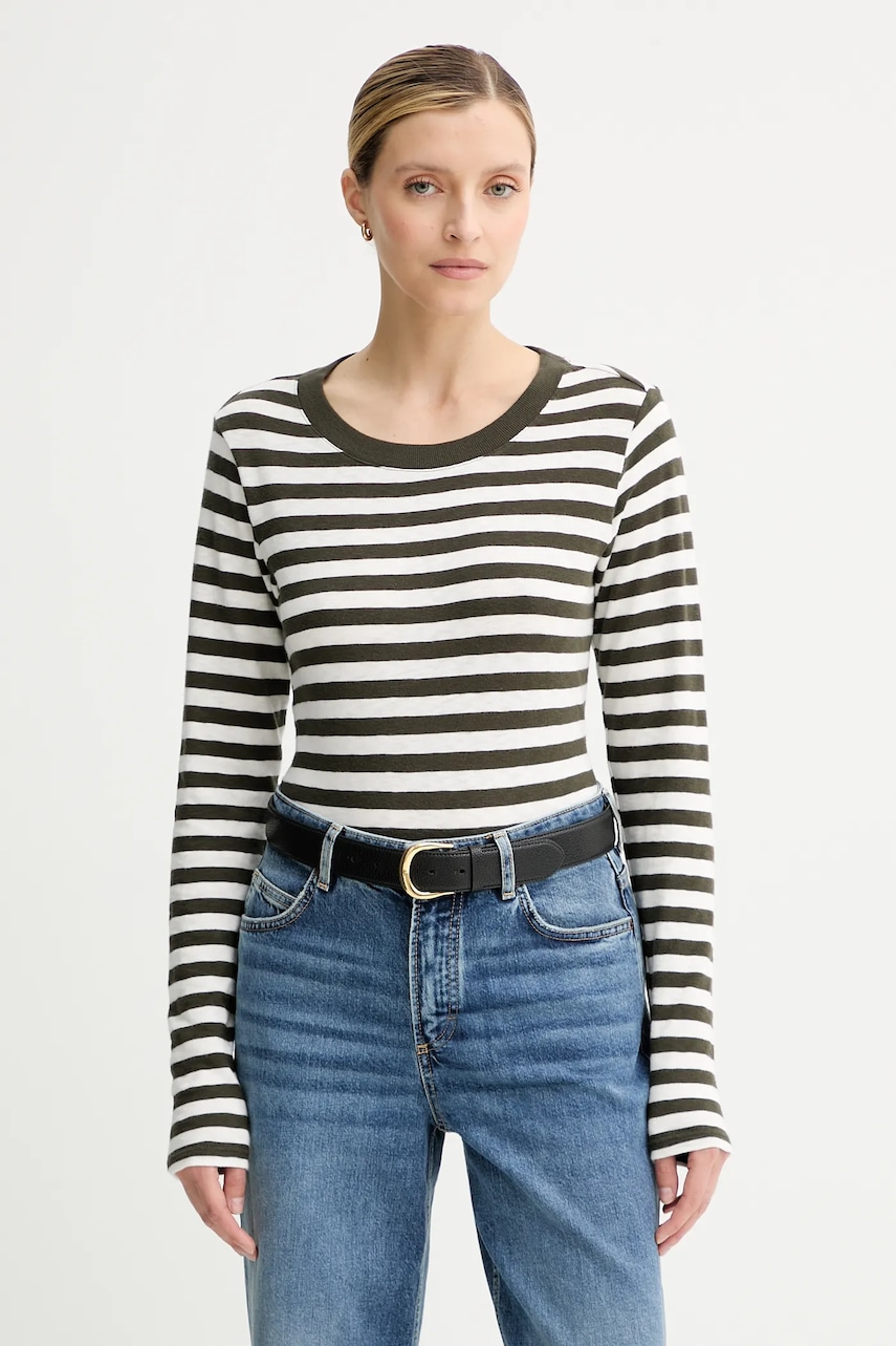 Marc O'Polo longsleeve din bumbac culoarea verde, 5000007074