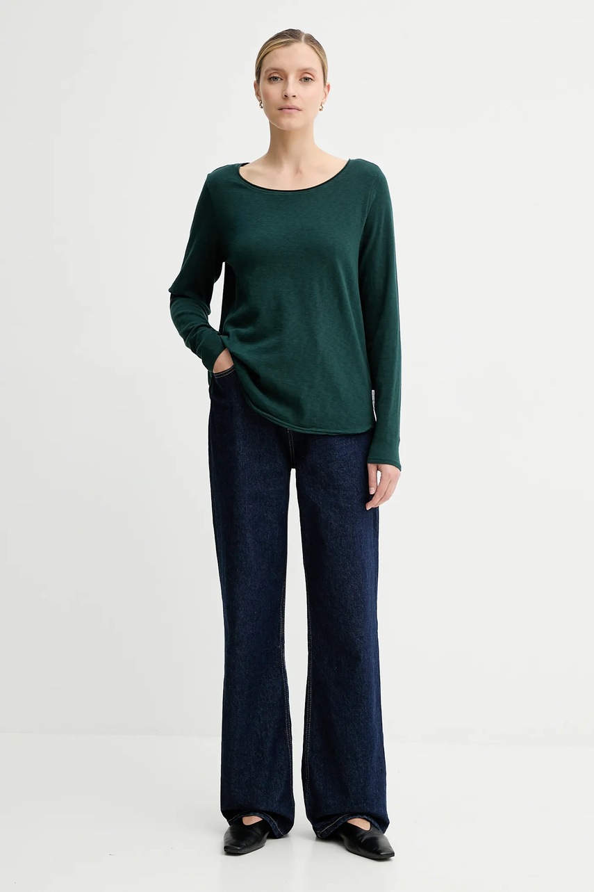 Хлопковый лонгслив Marc OPolo цвет зелёный 5000007381