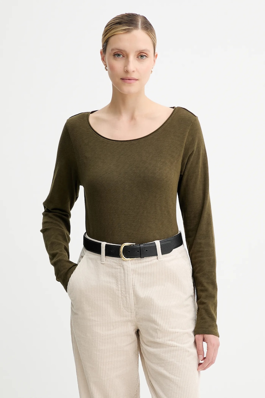 Marc O'Polo longsleeve din bumbac culoarea verde, 5000007381