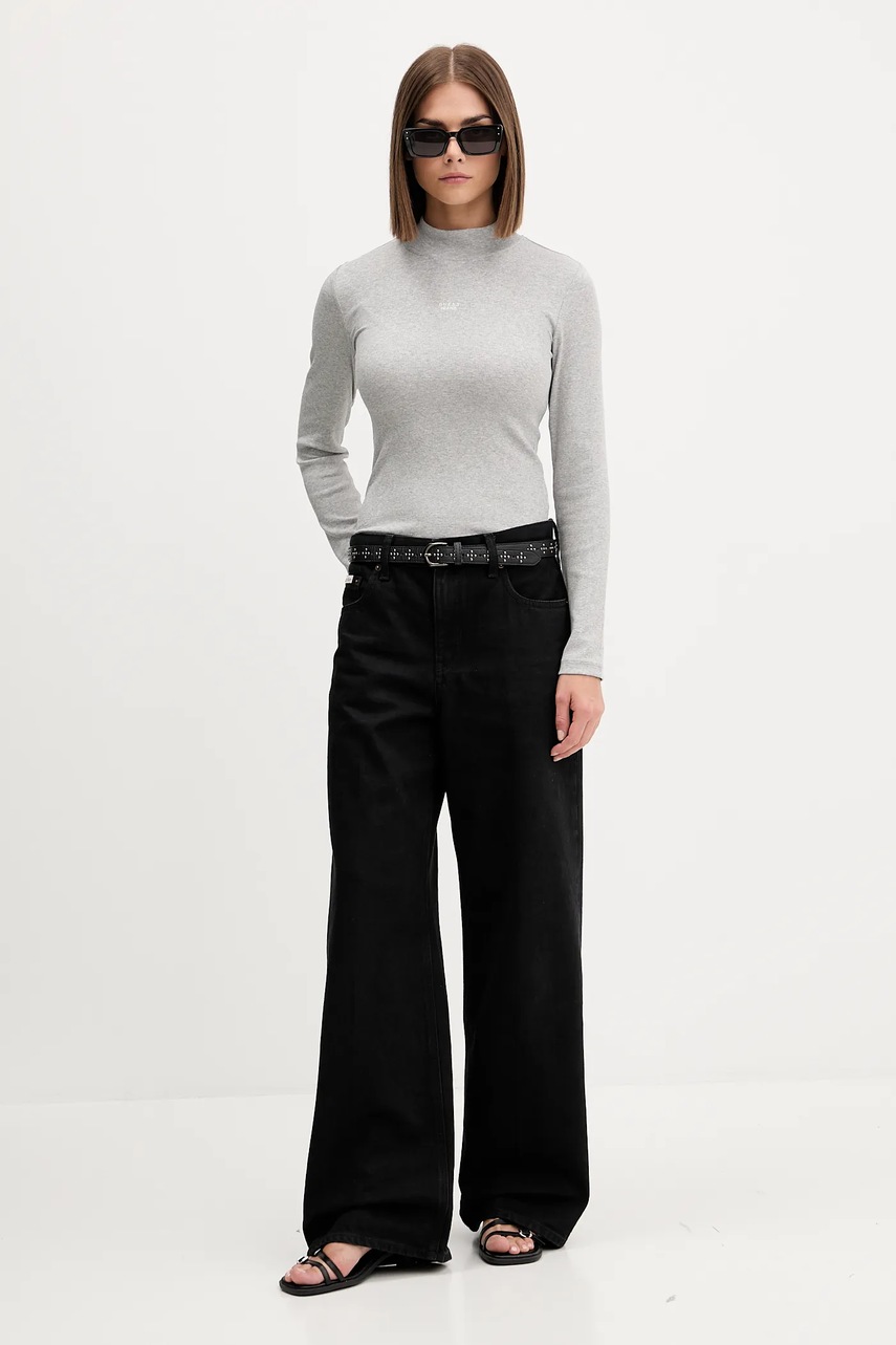 Лонгслив Guess Jeans цвет серый с полугольфом W5BP23 KA0H1