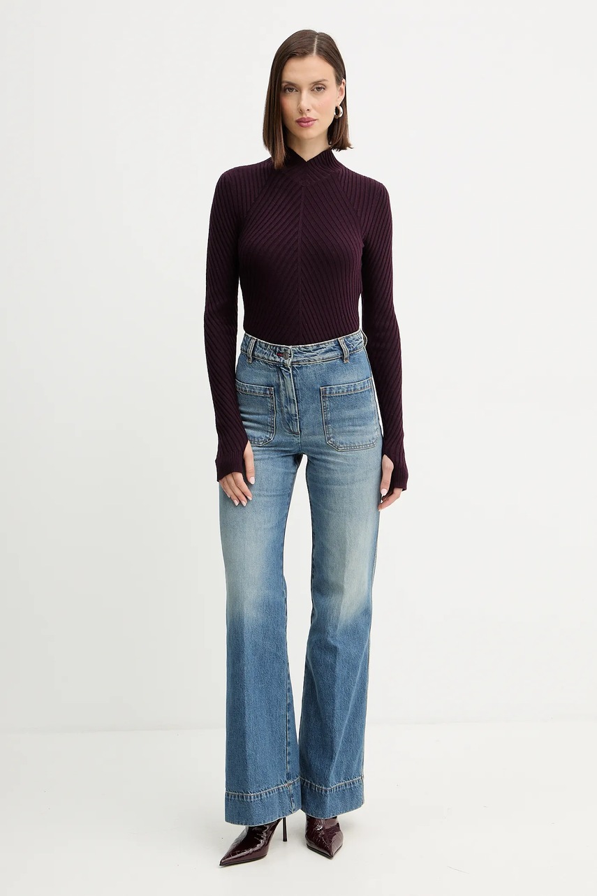 Шерстяной свитер Victoria Beckham цвет бордовый лёгкий с полугольфом 1425KTP006804A Шерстяной свитер Victoria Beckham цвет бордовый лёгкий с полугольфом 1425KTP006804A