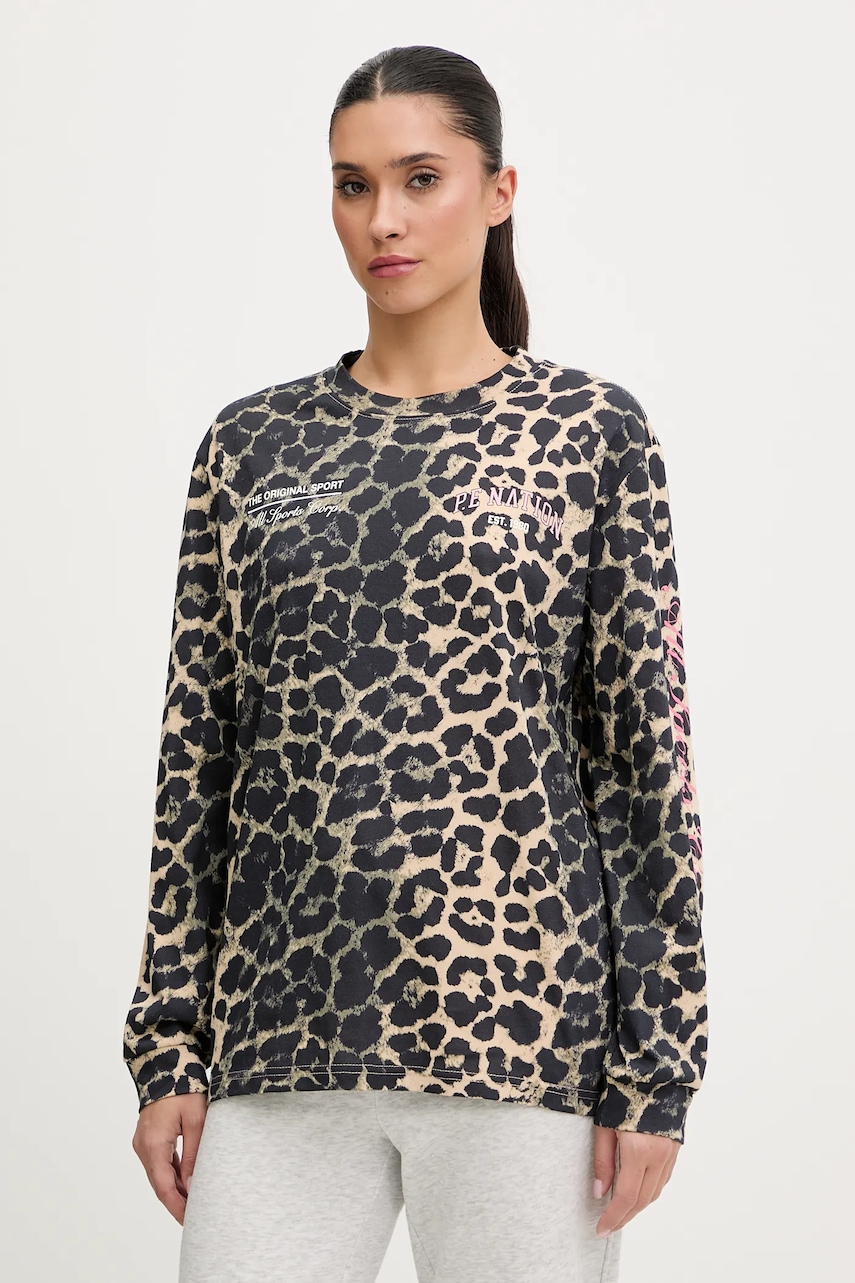 P.E Nation longsleeve din bumbac culoarea maro, 254L067