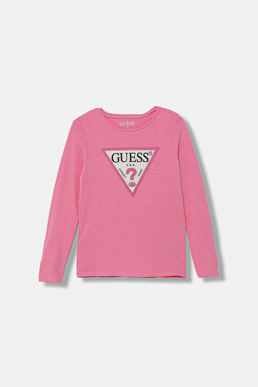 Levně Oboustranné tričko s dlouhým rukávem Guess růžová barva, J2YI50 K6YW1