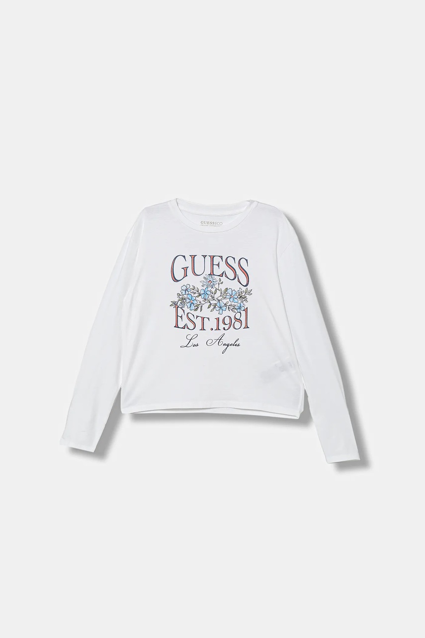 Levně Dětské tričko s dlouhým rukávem Guess bílá barva, J5YI20 K6YW4