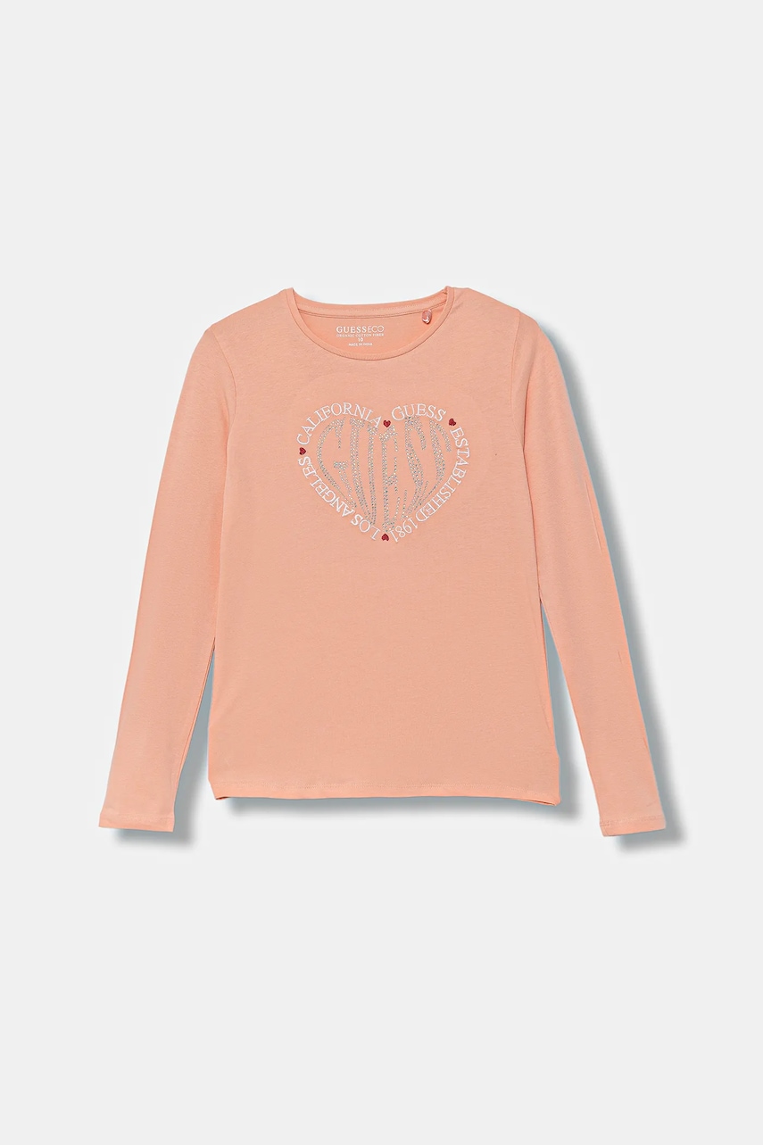 Levně Tričko s dlouhým rukávem Guess oranžová barva, J5YI38 K6YW4