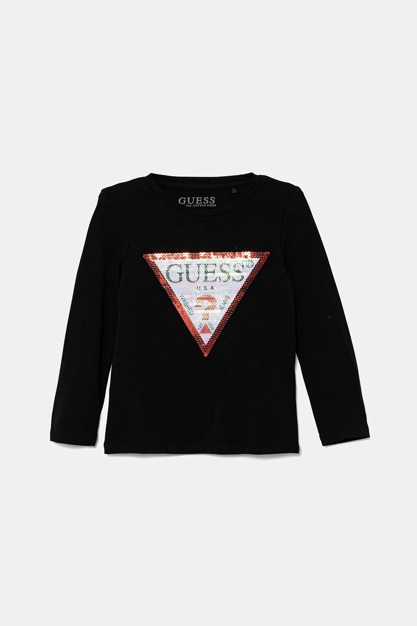 Levně Dětské tričko s dlouhým rukávem Guess černá barva, K4RI30 K6YW1