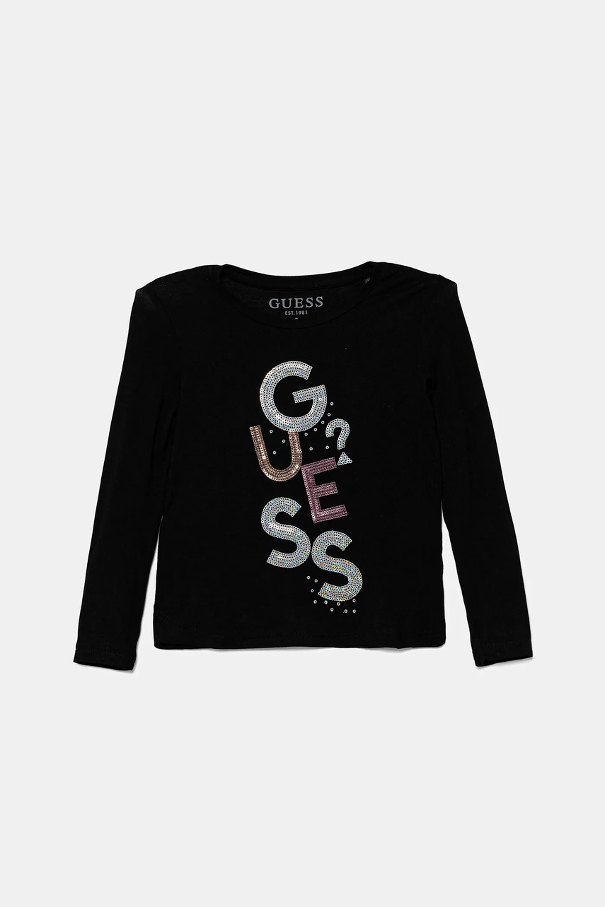 Levně Dětské tričko s dlouhým rukávem Guess černá barva, K5YI26 KAPO0