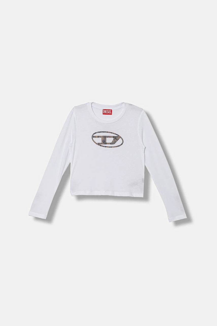 Diesel longsleeve copii TDOLSY T-SHIRT culoarea alb, J02413