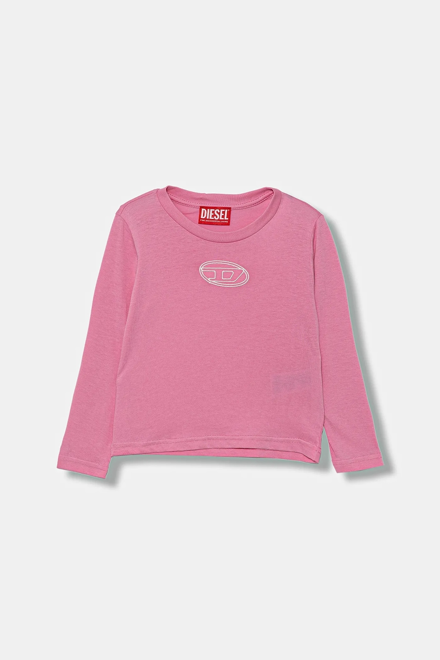 Diesel longsleeve din bumbac pentru copii TIVALSYLS T-SHIRT culoarea roz, J02431 Diesel longsleeve din bumbac pentru copii TIVALSYLS T-SHIRT culoarea roz, J02431