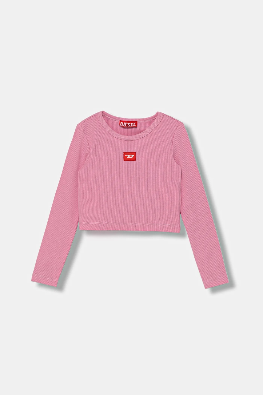 Diesel longsleeve copii TBALLETD T-SHIRT culoarea roz, J02452