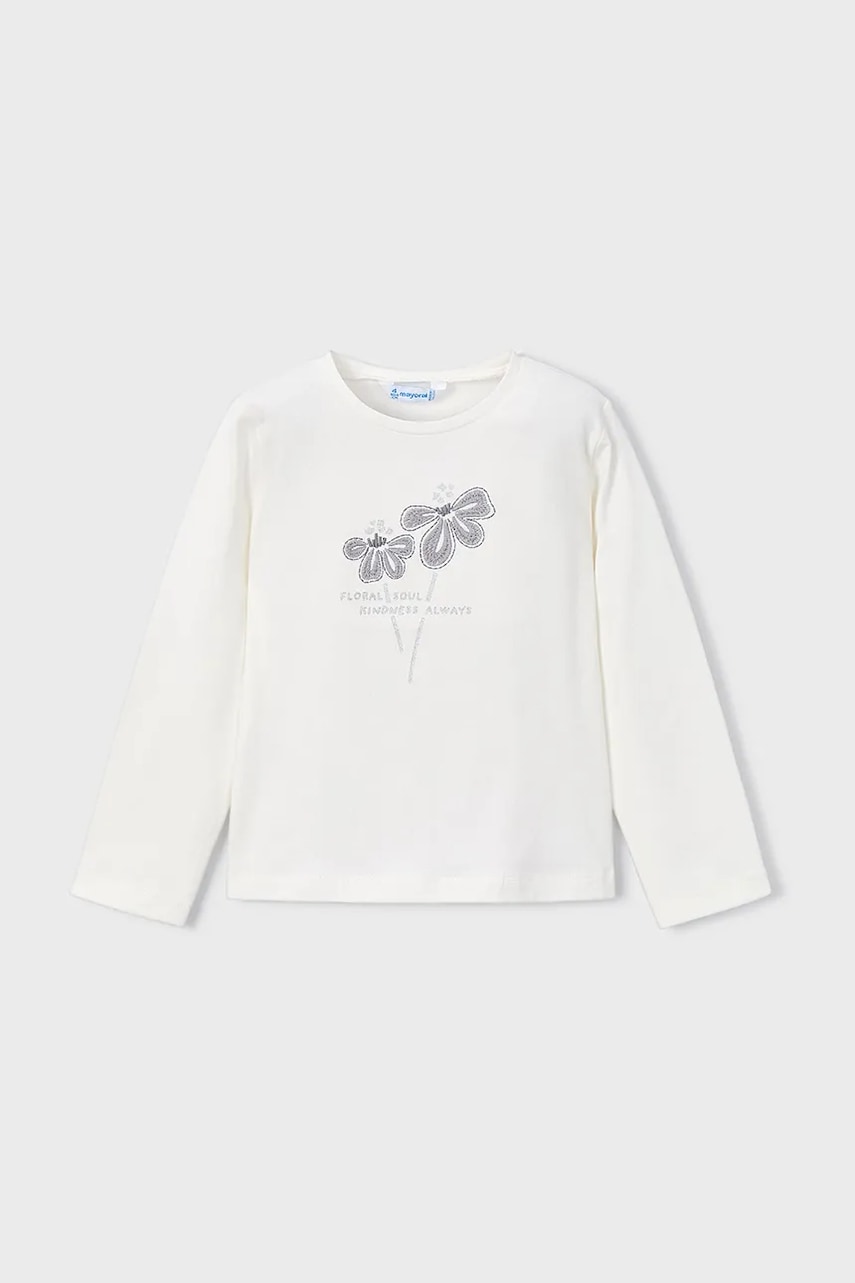 Mayoral longsleeve din bumbac culoarea alb, 178