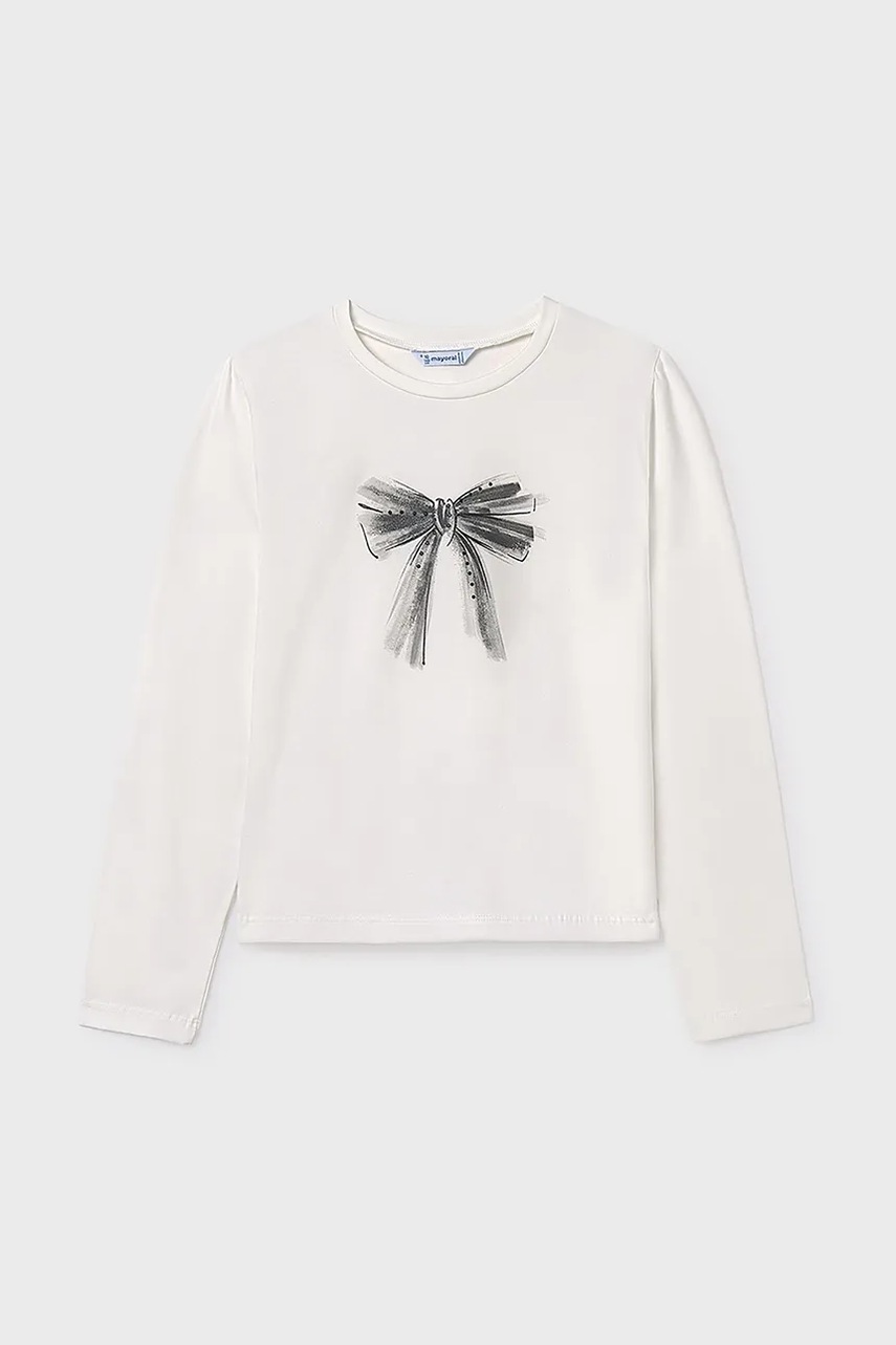 Хлопковый детский лонгслив Mayoral цвет белый 830