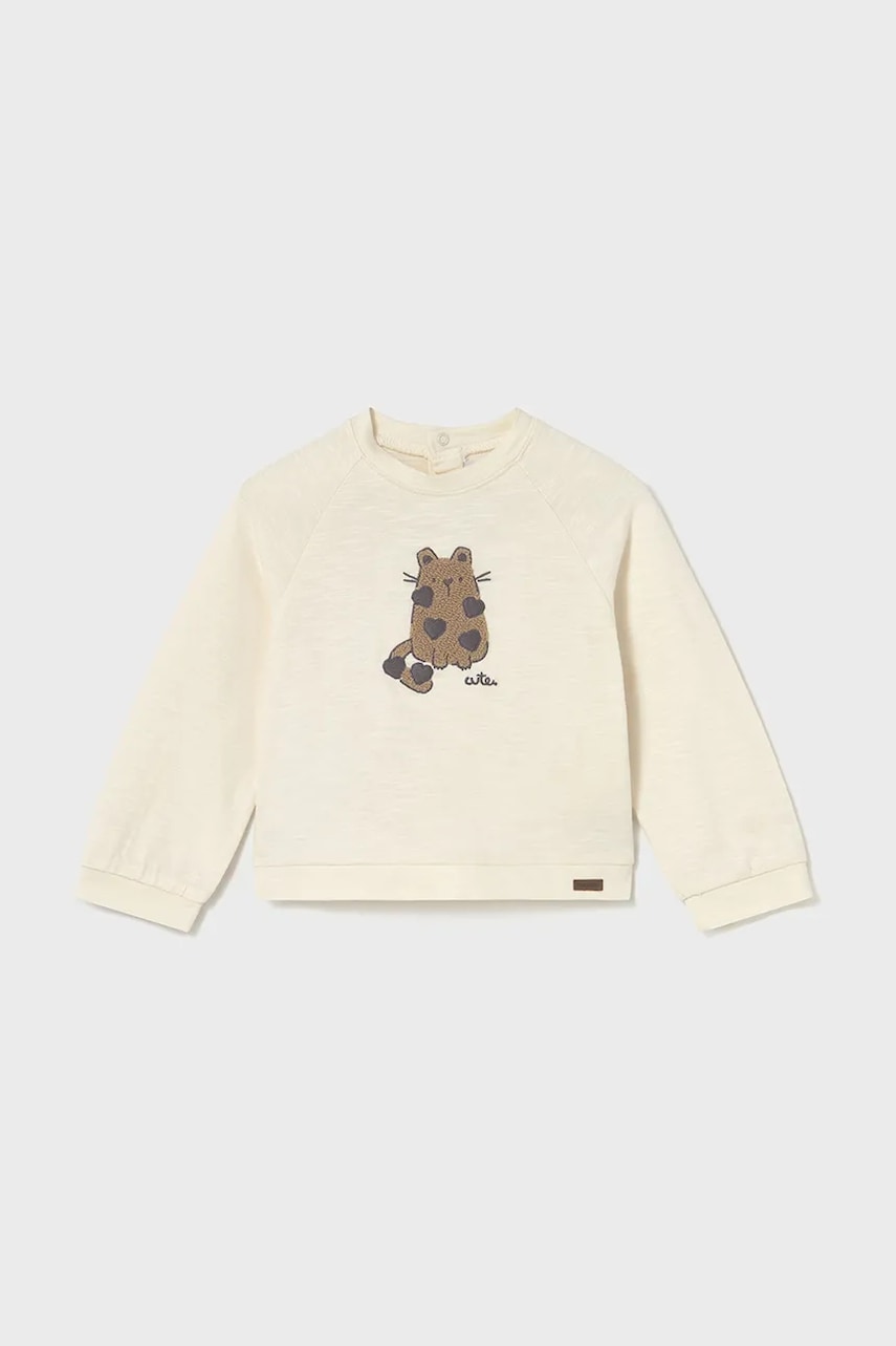 Mayoral longsleeve din bumbac culoarea bej, 2080